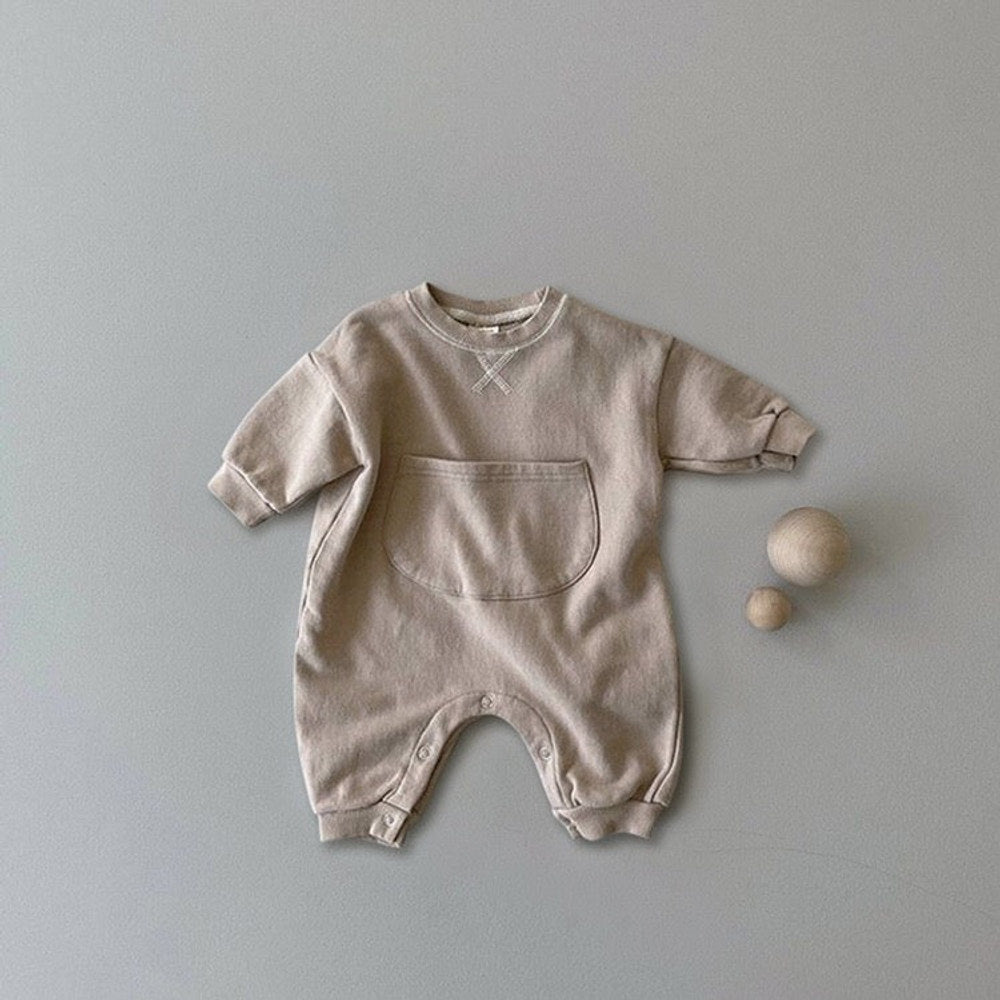 MyKids-USA® Baby Solid Color Big Pocket Thickened Winter Romper