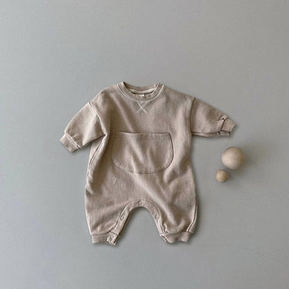 MyKids-USA® Baby Solid Color Big Pocket Thickened Winter Romper