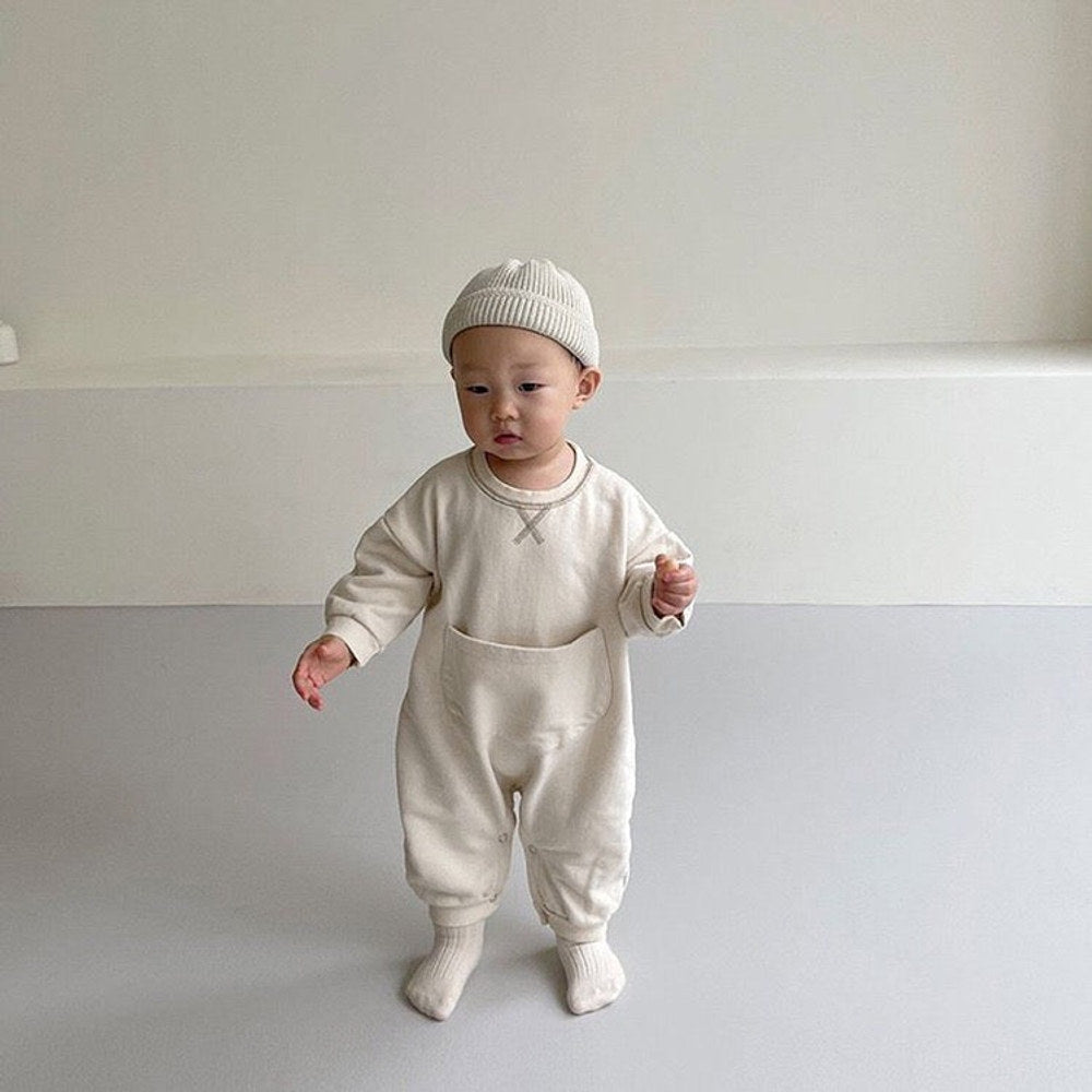 MyKids-USA® Baby Solid Color Big Pocket Thickened Winter Romper