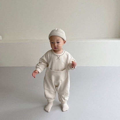 MyKids-USA® Baby Solid Color Big Pocket Thickened Winter Romper