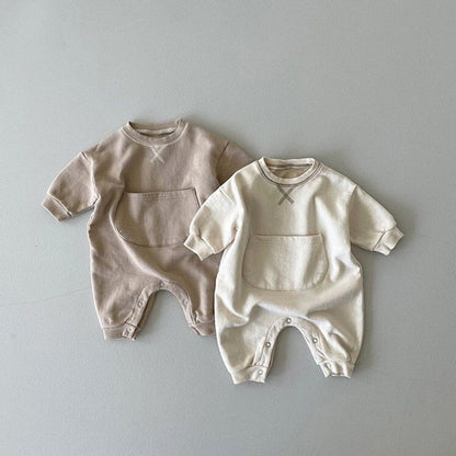 MyKids-USA® Baby Solid Color Big Pocket Thickened Winter Romper