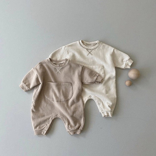 MyKids-USA® Baby Solid Color Big Pocket Thickened Winter Romper
