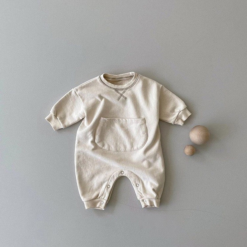 MyKids-USA® Baby Solid Color Big Pocket Thickened Winter Romper