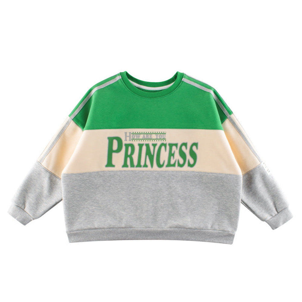 MyKids-USA® Children Slogan Pattern Color Contrast Design Velvet Hoodies