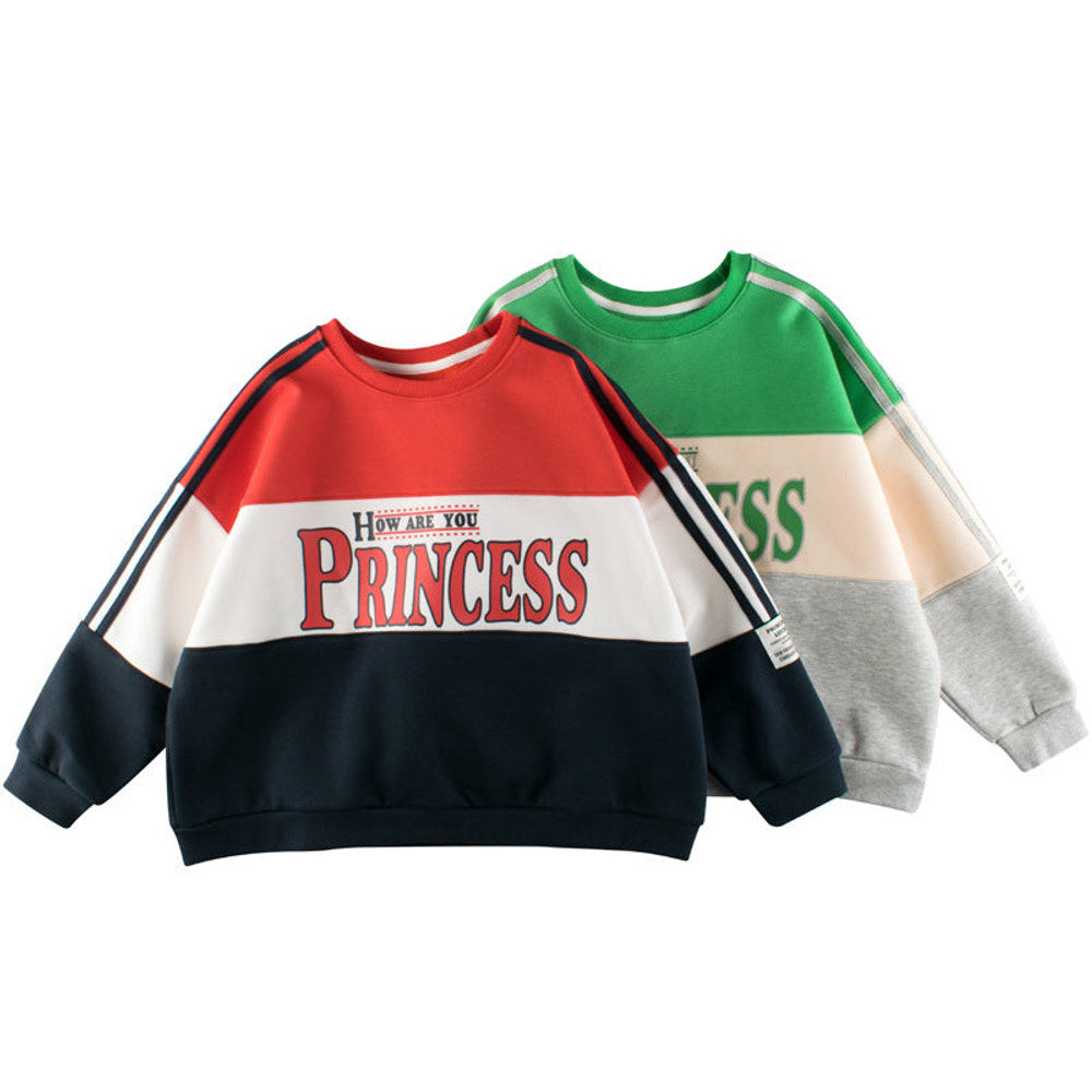 MyKids-USA® Children Slogan Pattern Color Contrast Design Velvet Hoodies