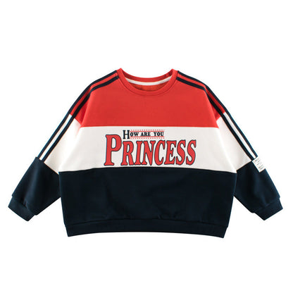 MyKids-USA® Children Slogan Pattern Color Contrast Design Velvet Hoodies