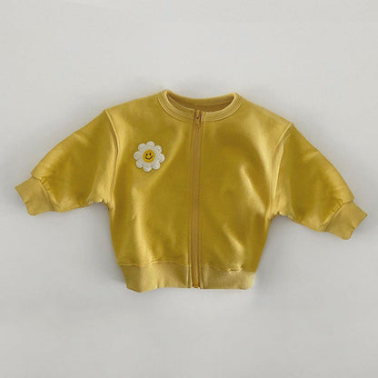 MyKids-USA® Baby Girl Little Sunflower Patches Pattern Zipper Front Design Cotton Coat