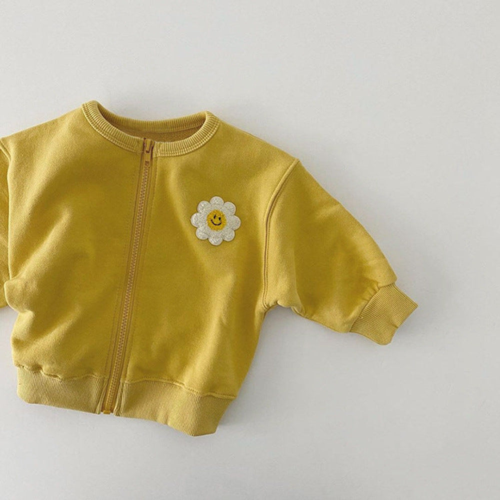 MyKids-USA® Baby Girl Little Sunflower Patches Pattern Zipper Front Design Cotton Coat