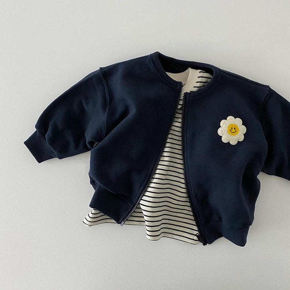 MyKids-USA® Baby Girl Little Sunflower Patches Pattern Zipper Front Design Cotton Coat