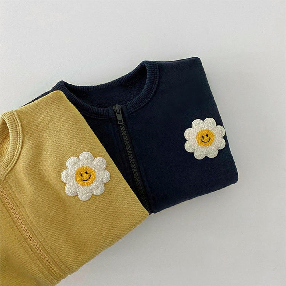 MyKids-USA® Baby Girl Little Sunflower Patches Pattern Zipper Front Design Cotton Coat