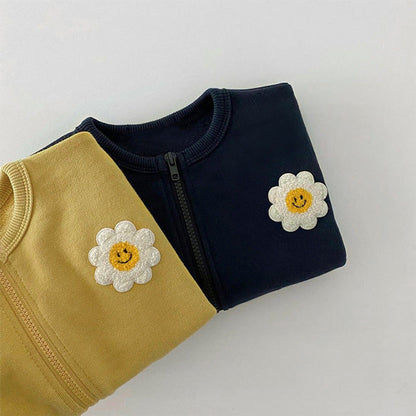 MyKids-USA® Baby Girl Little Sunflower Patches Pattern Zipper Front Design Cotton Coat