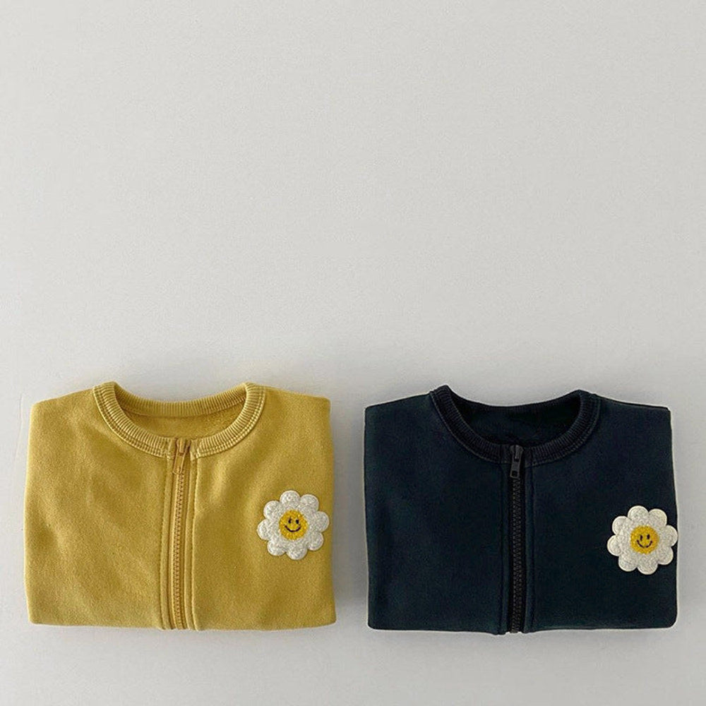 MyKids-USA® Baby Girl Little Sunflower Patches Pattern Zipper Front Design Cotton Coat