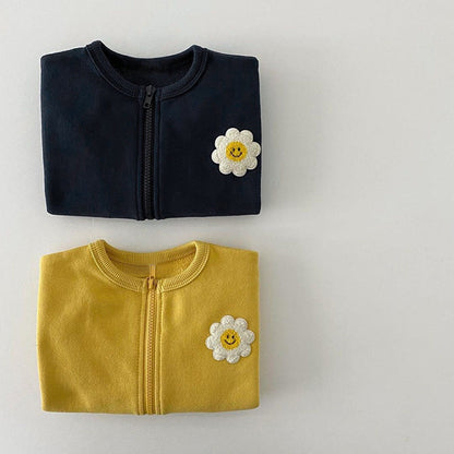 MyKids-USA® Baby Girl Little Sunflower Patches Pattern Zipper Front Design Cotton Coat