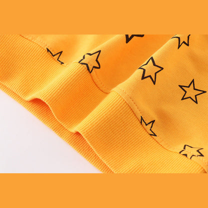 MyKids-USA® Baby Boy Solid Yellow Star Graphic Cotton Hoodie
