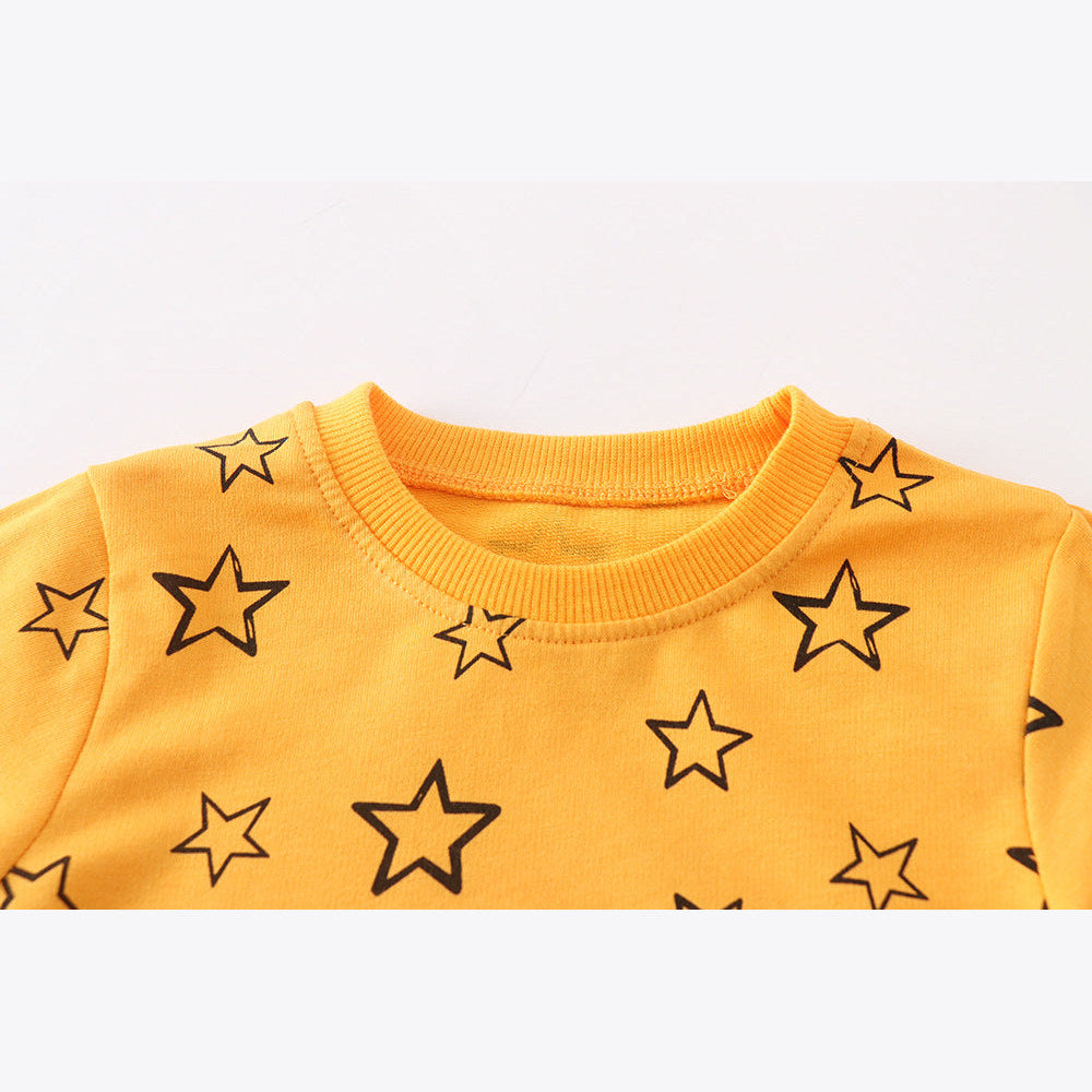 MyKids-USA® Baby Boy Solid Yellow Star Graphic Cotton Hoodie