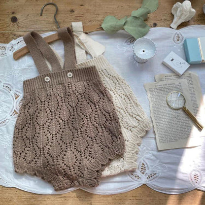 MyKids-USA® Baby Solid Color Hollow Carved Design Knit Sleeveless bodysuit (Without Hat)