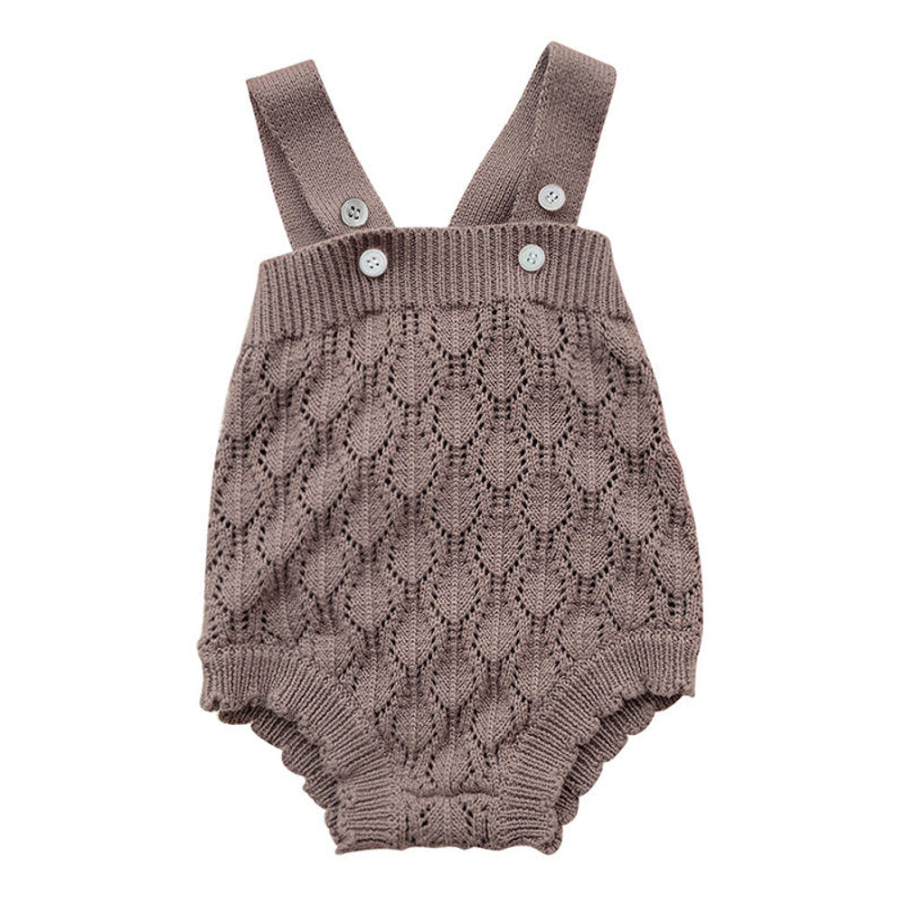 MyKids-USA® Baby Solid Color Hollow Carved Design Knit Sleeveless bodysuit (Without Hat)