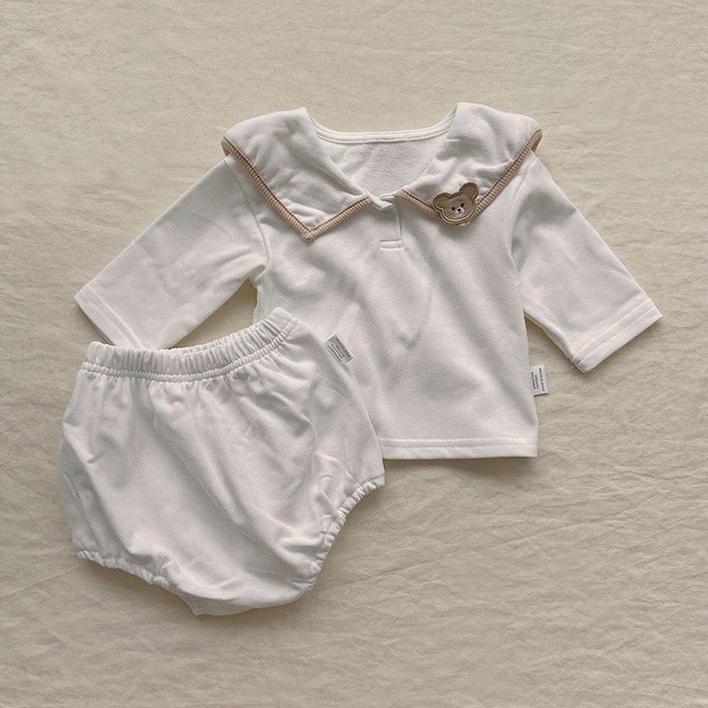MyKids-USA® Baby Girl Bear Patched Pattern College Style bodysuit & Sets