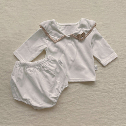 MyKids-USA® Baby Girl Bear Patched Pattern College Style bodysuit & Sets