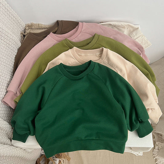 MyKids-USA® Baby Solid Color Long Sleeve Pullover Crewneck Hoodies