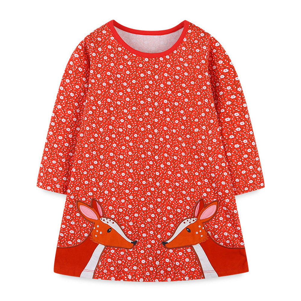 MyKids-USA® Baby Girl Ditsy Flower Graphic Embroidered Design Long Sleeve Dress