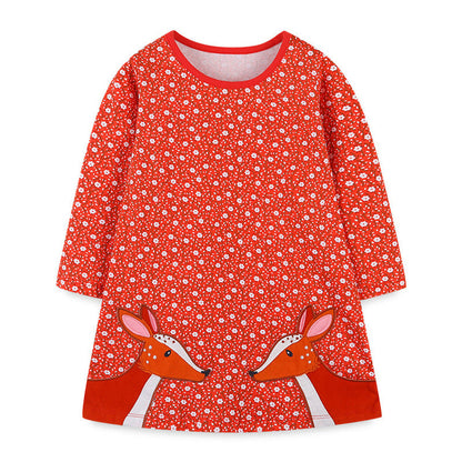 MyKids-USA® Baby Girl Ditsy Flower Graphic Embroidered Design Long Sleeve Dress