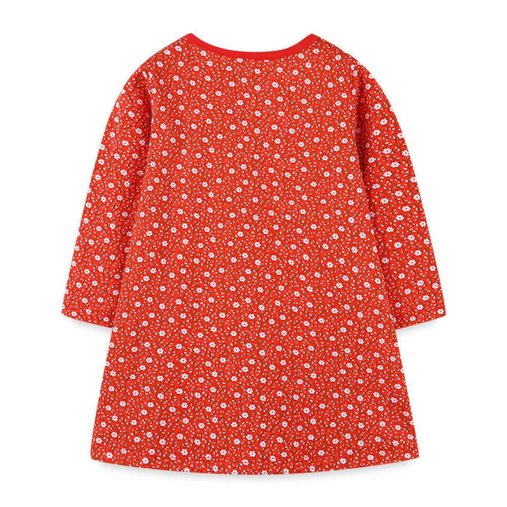 MyKids-USA® Baby Girl Ditsy Flower Graphic Embroidered Design Long Sleeve Dress