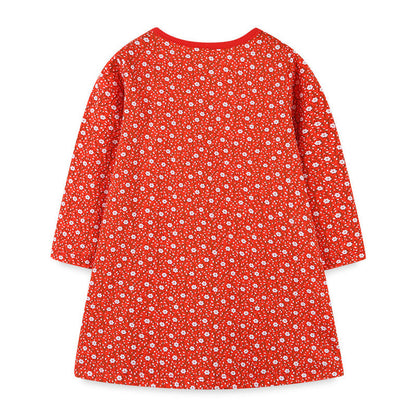 MyKids-USA® Baby Girl Ditsy Flower Graphic Embroidered Design Long Sleeve Dress
