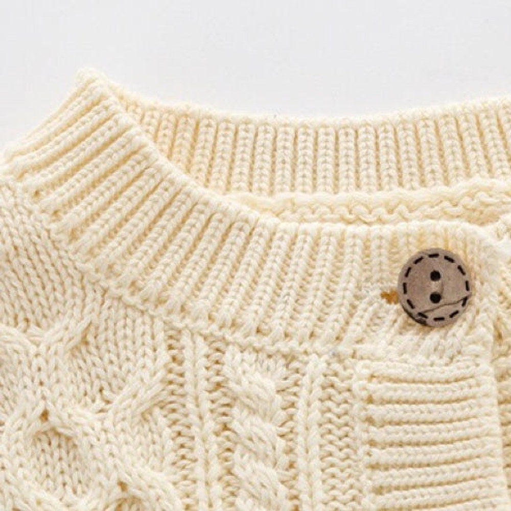 MyKids-USA® Baby Solid Color Crochet Knitted Pattern Single Breasted Design Sweater Cardigan