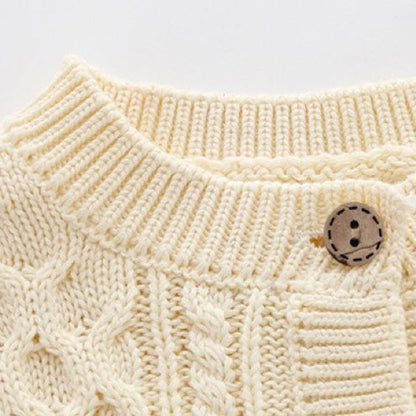 MyKids-USA® Baby Solid Color Crochet Knitted Pattern Single Breasted Design Sweater Cardigan