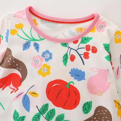 MyKids-USA® Baby Girl All Over Print Pattern O-Neck Pullover Princess Dress