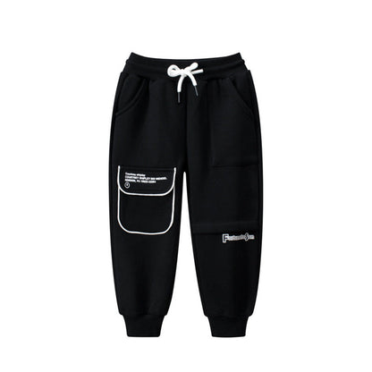MyKids-USA® Baby Girl Letter Graphic Solid Color Fleece Trousers