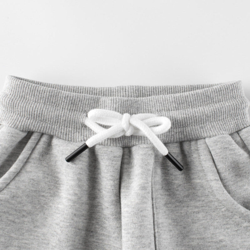 MyKids-USA® Baby Girl Letter Graphic Solid Color Fleece Trousers