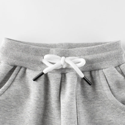 MyKids-USA® Baby Girl Letter Graphic Solid Color Fleece Trousers