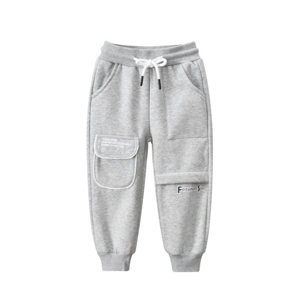 MyKids-USA® Baby Girl Letter Graphic Solid Color Fleece Trousers