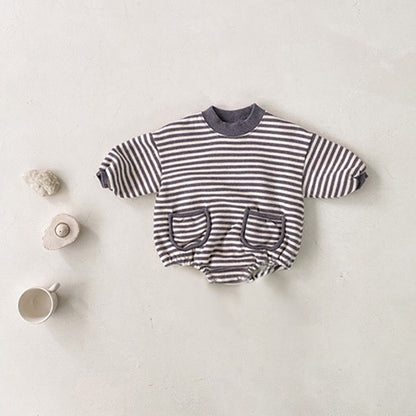 MyKids-USA® Baby Striped Pattern Crewneck Long Sleeve Quality bodysuit