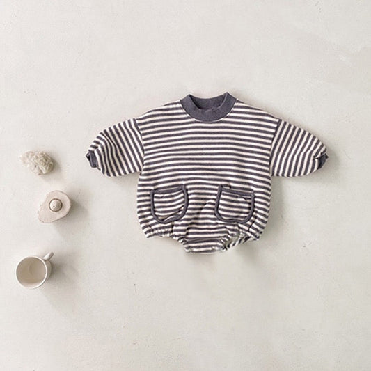 MyKids-USA® Baby Striped Pattern Crewneck Long Sleeve Quality bodysuit