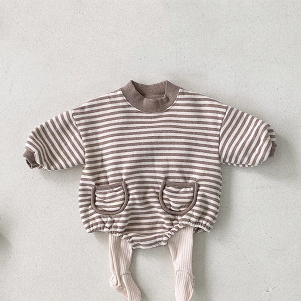 MyKids-USA® Baby Striped Pattern Crewneck Long Sleeve Quality bodysuit