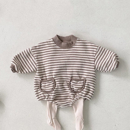 MyKids-USA® Baby Striped Pattern Crewneck Long Sleeve Quality bodysuit
