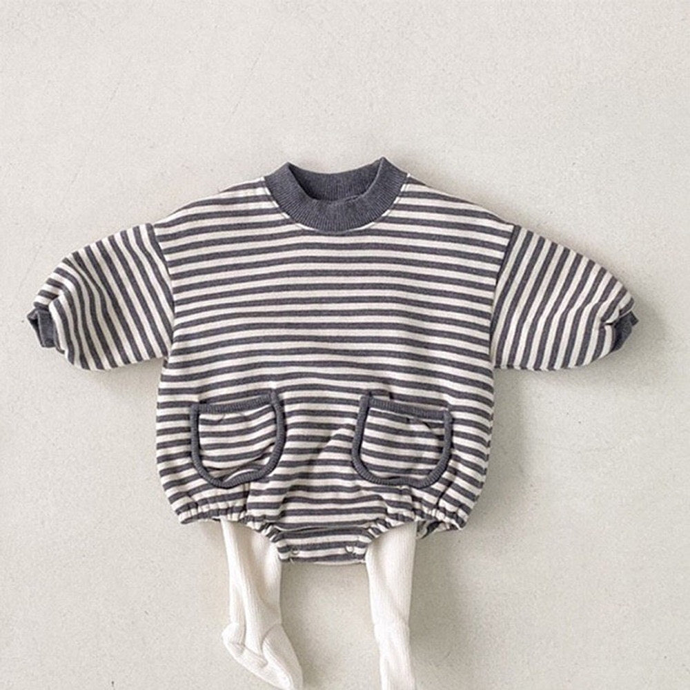 MyKids-USA® Baby Striped Pattern Crewneck Long Sleeve Quality bodysuit