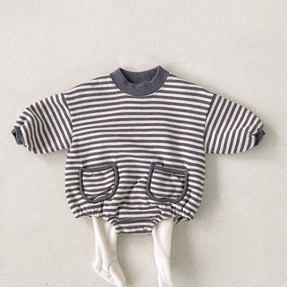 MyKids-USA® Baby Striped Pattern Crewneck Long Sleeve Quality bodysuit