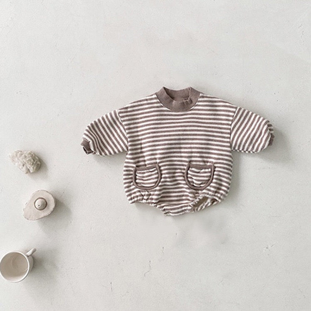 MyKids-USA® Baby Striped Pattern Crewneck Long Sleeve Quality bodysuit