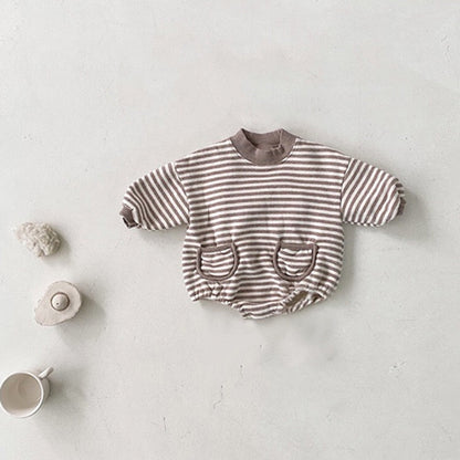 MyKids-USA® Baby Striped Pattern Crewneck Long Sleeve Quality bodysuit