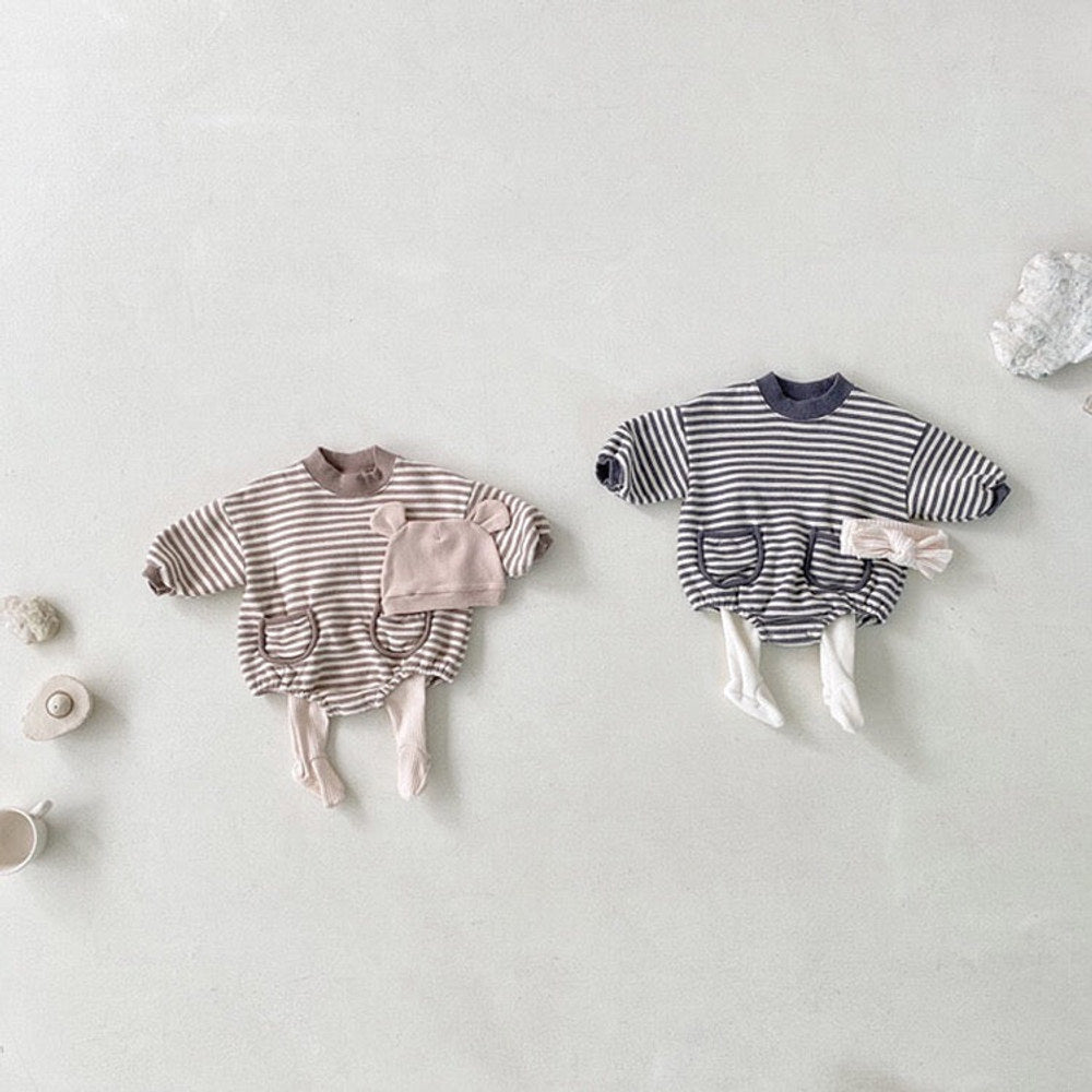 MyKids-USA® Baby Striped Pattern Crewneck Long Sleeve Quality bodysuit