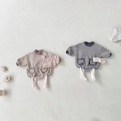MyKids-USA® Baby Striped Pattern Crewneck Long Sleeve Quality bodysuit