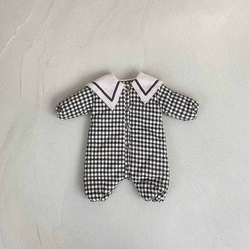 MyKids-USA® Baby Plaid Pattern Lapel Design Quilted Warm Rompers