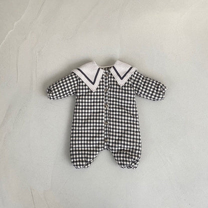 MyKids-USA® Baby Plaid Pattern Lapel Design Quilted Warm Rompers