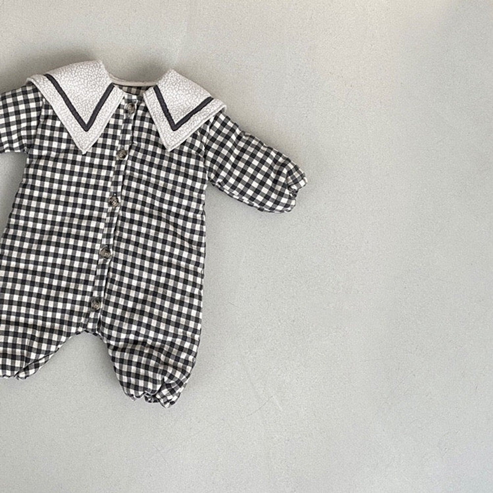 MyKids-USA® Baby Plaid Pattern Lapel Design Quilted Warm Rompers