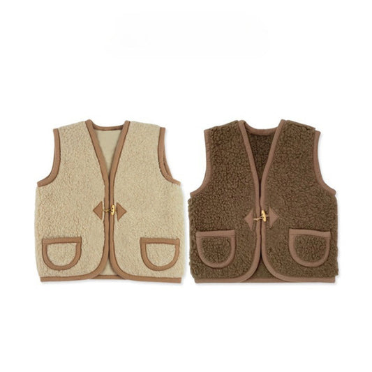 MyKids-USA® Baby Solid Color Vintage Style Sleeveless Wool Jacket Coat
