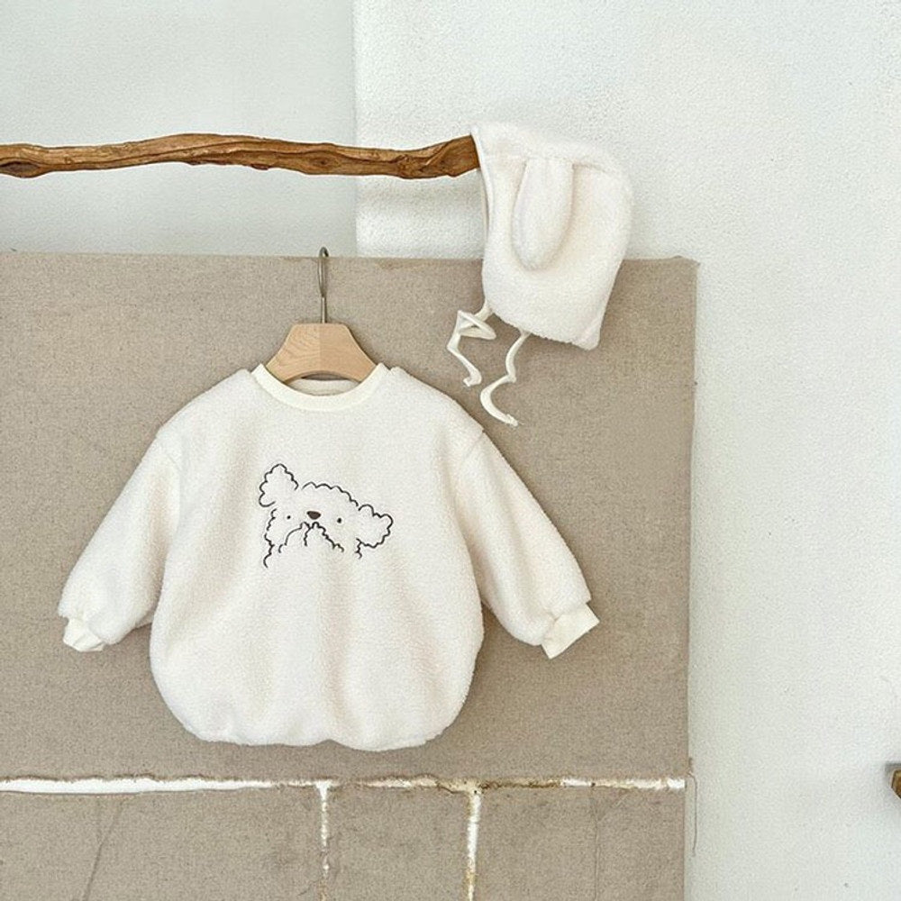 MyKids-USA® Baby Cartoon Embroidered Pattern Long Sleeve Velvet bodysuit